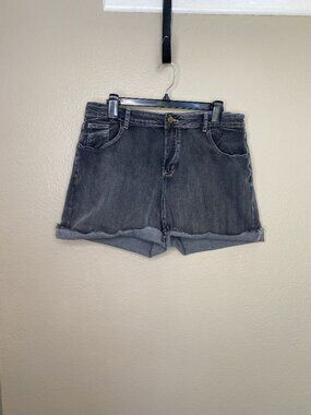 Jasambac Womens Black Denim Shorts 2XL Raw Hemline Front/Back Pockets Casual